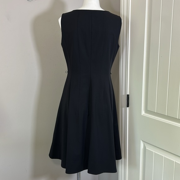 Lafayette 148 New York Carlina Dress Black Sleeveless Front Zip Sheath LBD Sz 6 - Picture 8 of 12